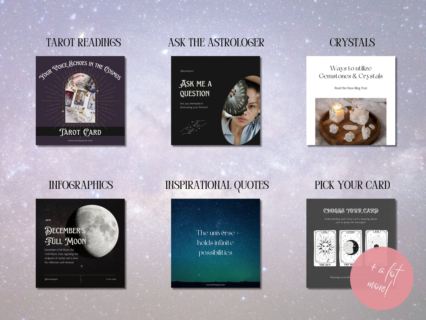 PLR 120 Spirituality Instagram Templates - Private Label Rights Templates for Spiritual Coach Instagram - Horoscope Astrology Canva Editable