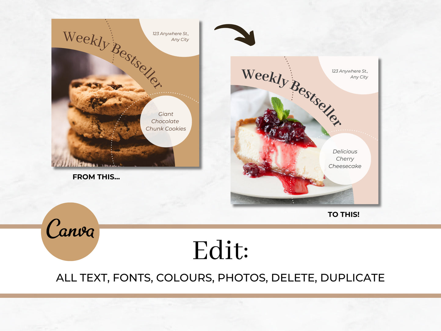 100 Bakery Instagram Canva Templates – Cake Decorator, Café & Bake Shop Marketing Kit