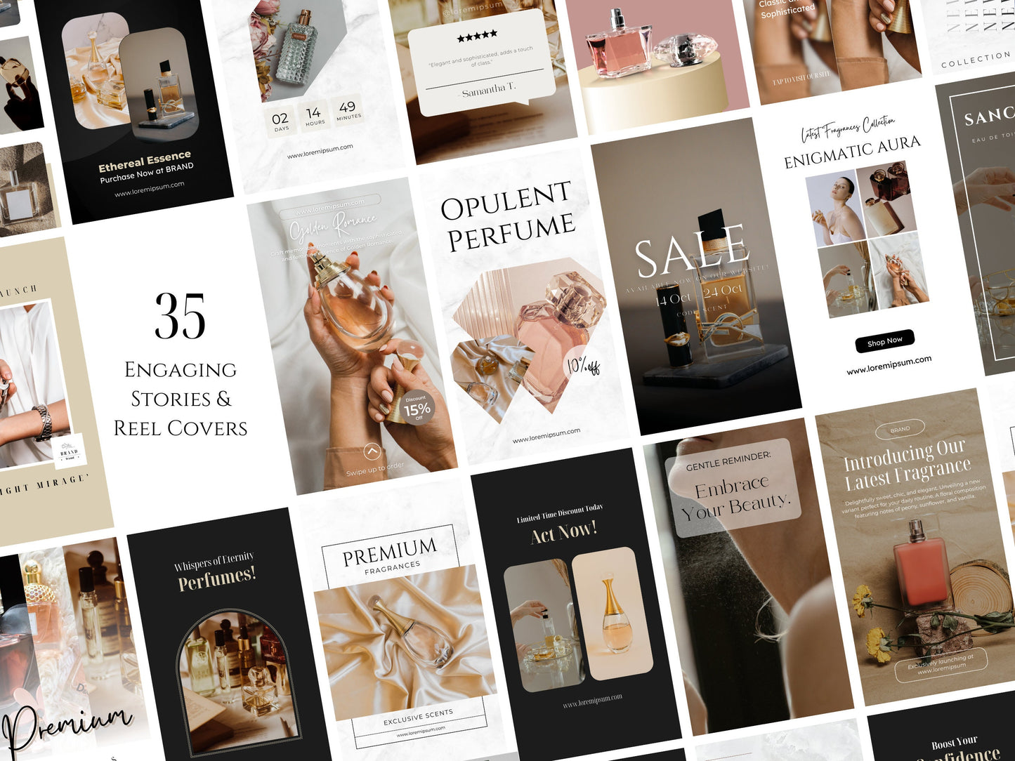 PLR: 70 Perfume Instagram Canva Templates – Social Media Posts & Stories for Online Perfume Businesses