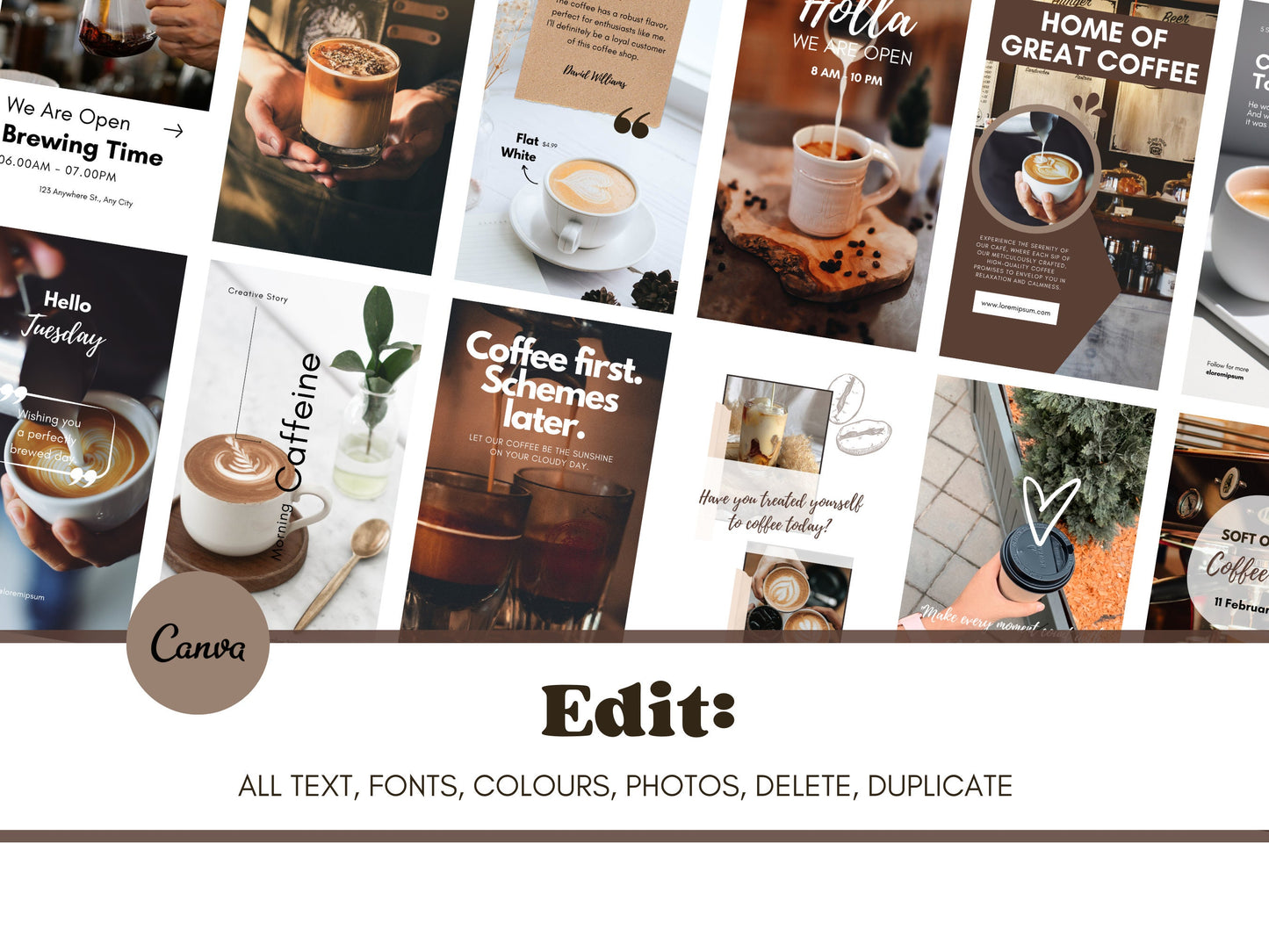 80 Coffee Shop Instagram Stories Templates – Cafe Social Media Marketing Canva Templates for Coffee Business