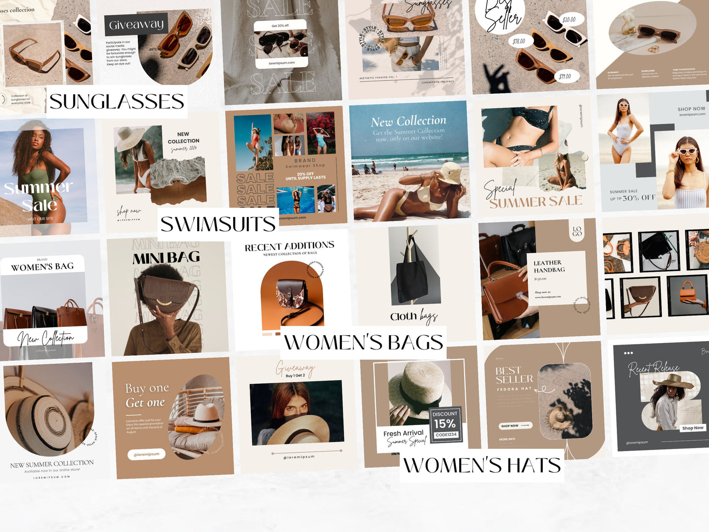 PLR: 100+ Fashion Accessories Instagram Canva Templates – Shoes, Heels, Bags & Sunglasses for Ecommerce