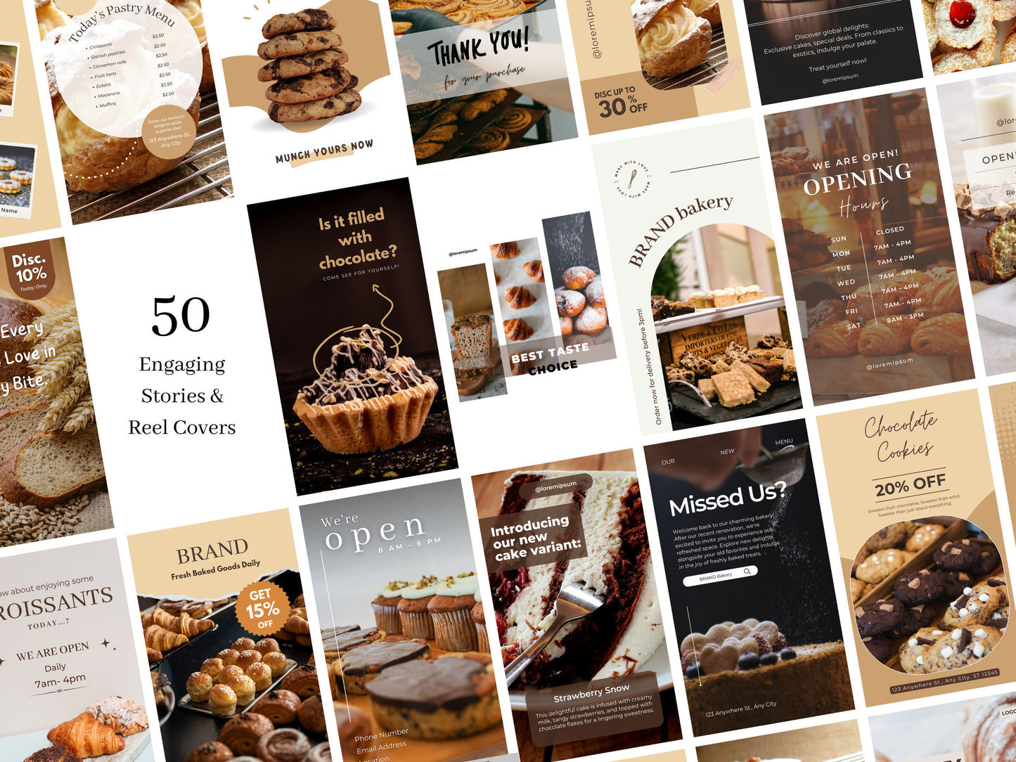 100 Bakery Instagram Canva Templates – Cake Decorator, Café & Bake Shop Marketing Kit