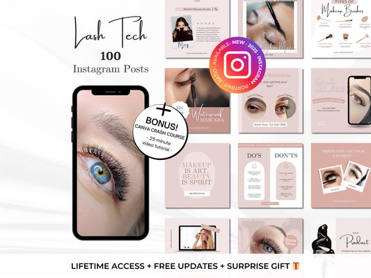 100 Lash Tech Instagram Canva Templates – Lash Artist, Lash Lift & Extensions Templates