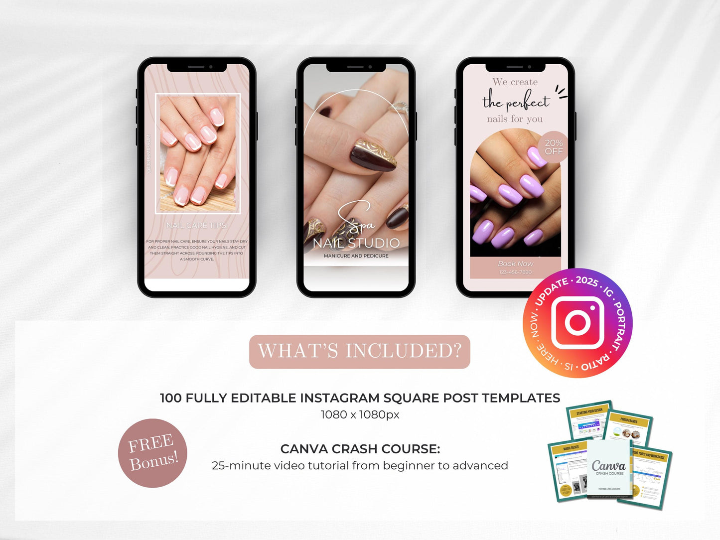 100 Nail Artist Instagram Canva Templates – Nail Art, Nail Tech & Manicure Templates for Beauty Salons