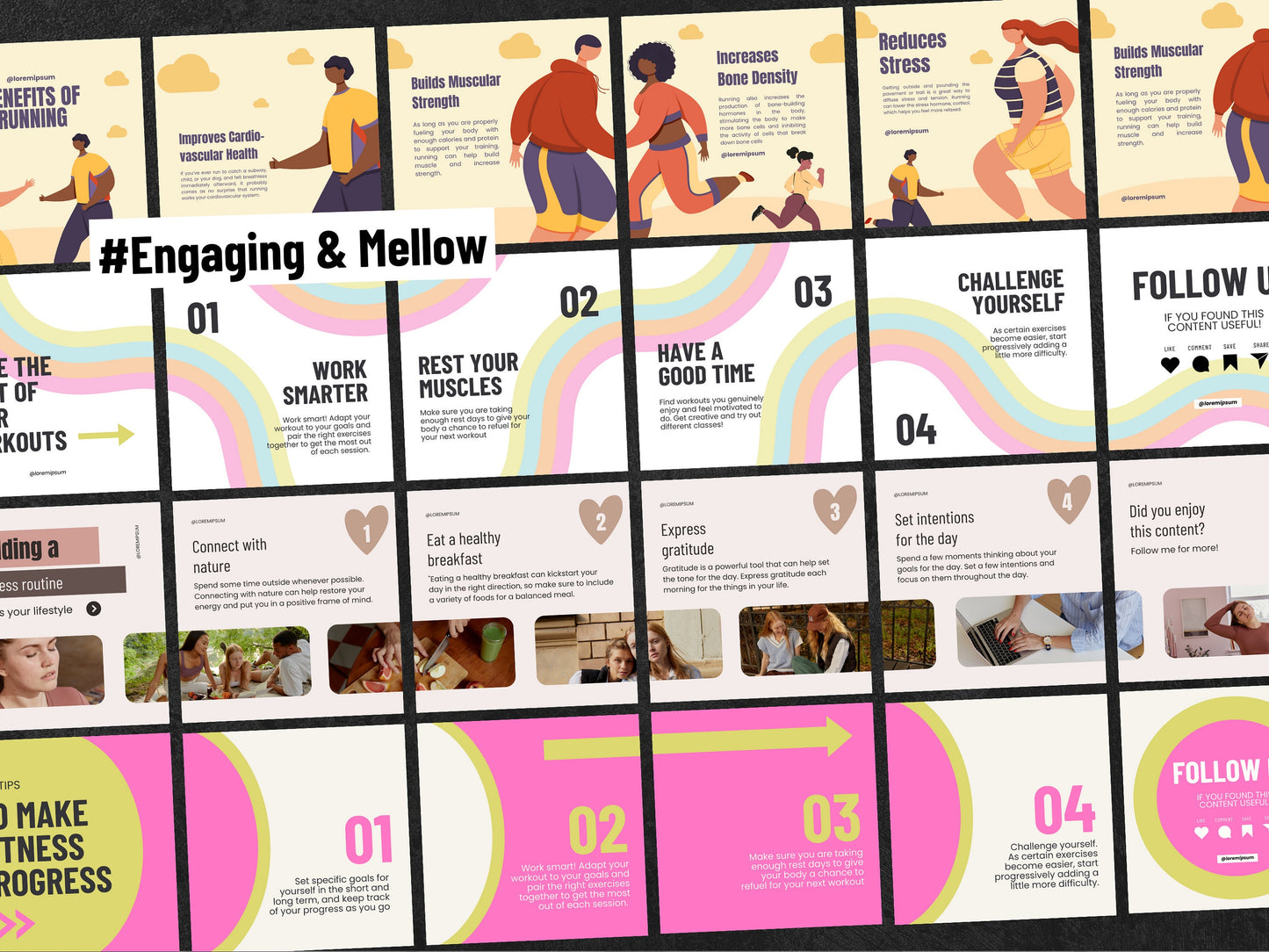 100 Fitness Instagram Carousel Posts Canva Templates – Fitness Instructor, Fitness Coach Business, Gym Instagram, Personal Trainer