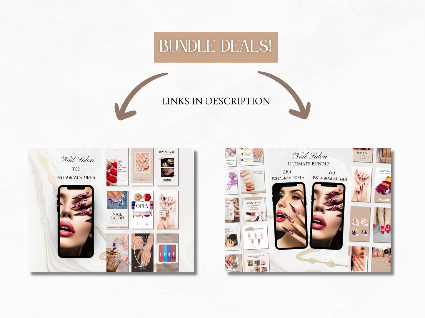 100 Nail Salon Instagram Canva Templates – Nail Art, Tech & Branding for Pink Nail Salons