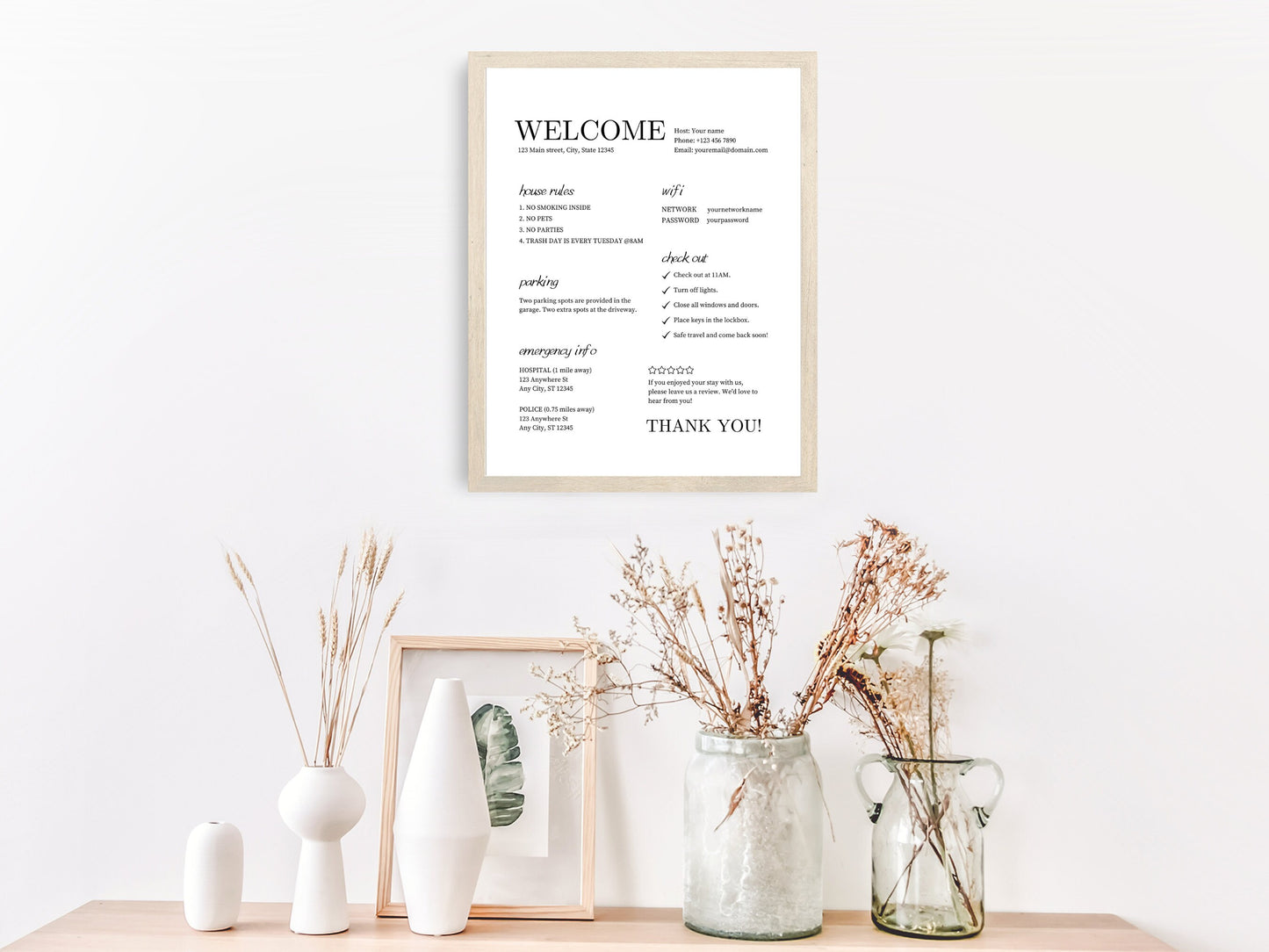 PLR: Airbnb Welcome Sign Template Bundle – Rental Check-Out & House Rules Guide