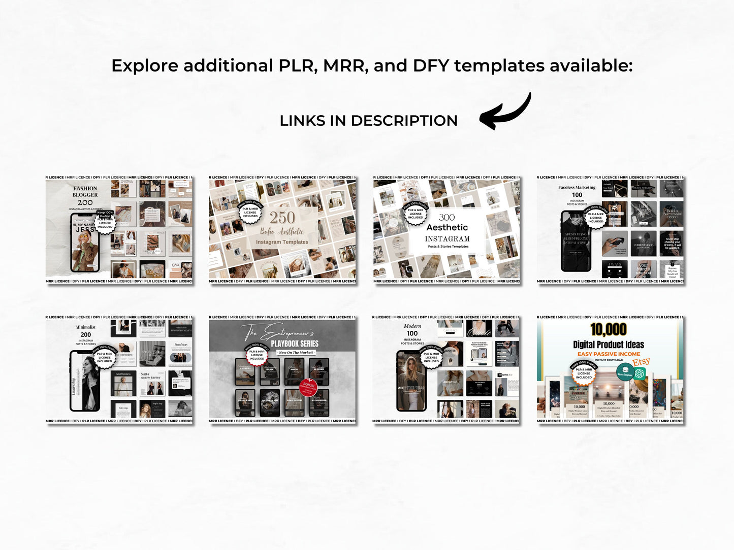 PLR MRR Premium Boho Instagram DFY Templates, Done for You Digital Resell Product Canva Editable Templates Private Label & Master Resell