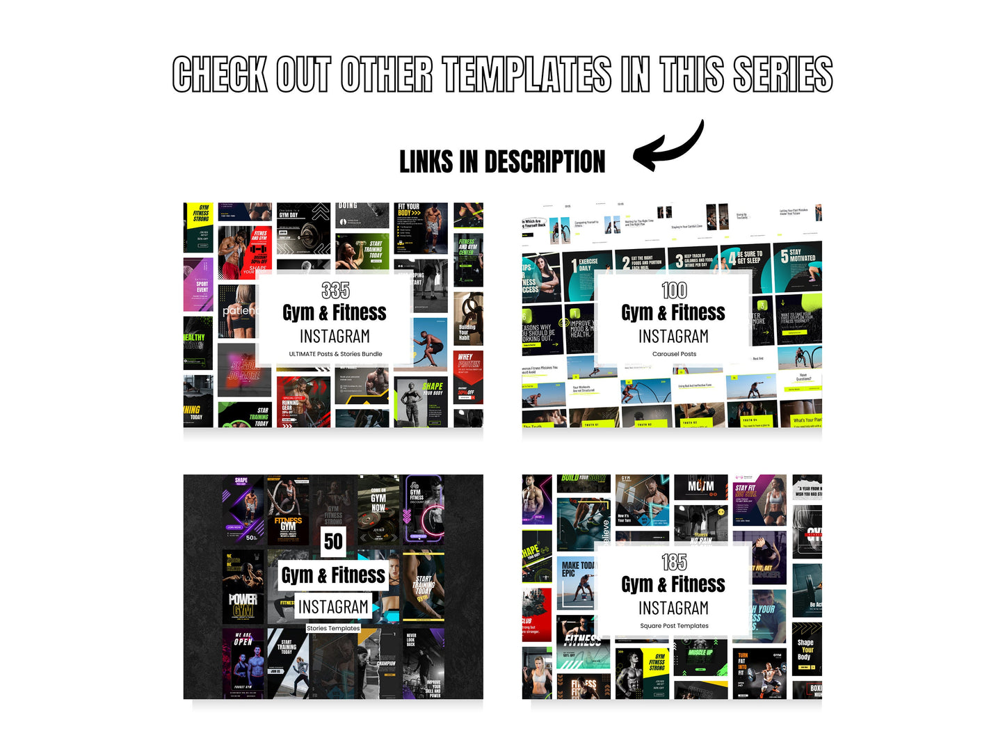 100 Fitness Instagram Carousel Posts Canva Templates – Fitness Instructor, Fitness Coach Business, Gym Instagram, Personal Trainer