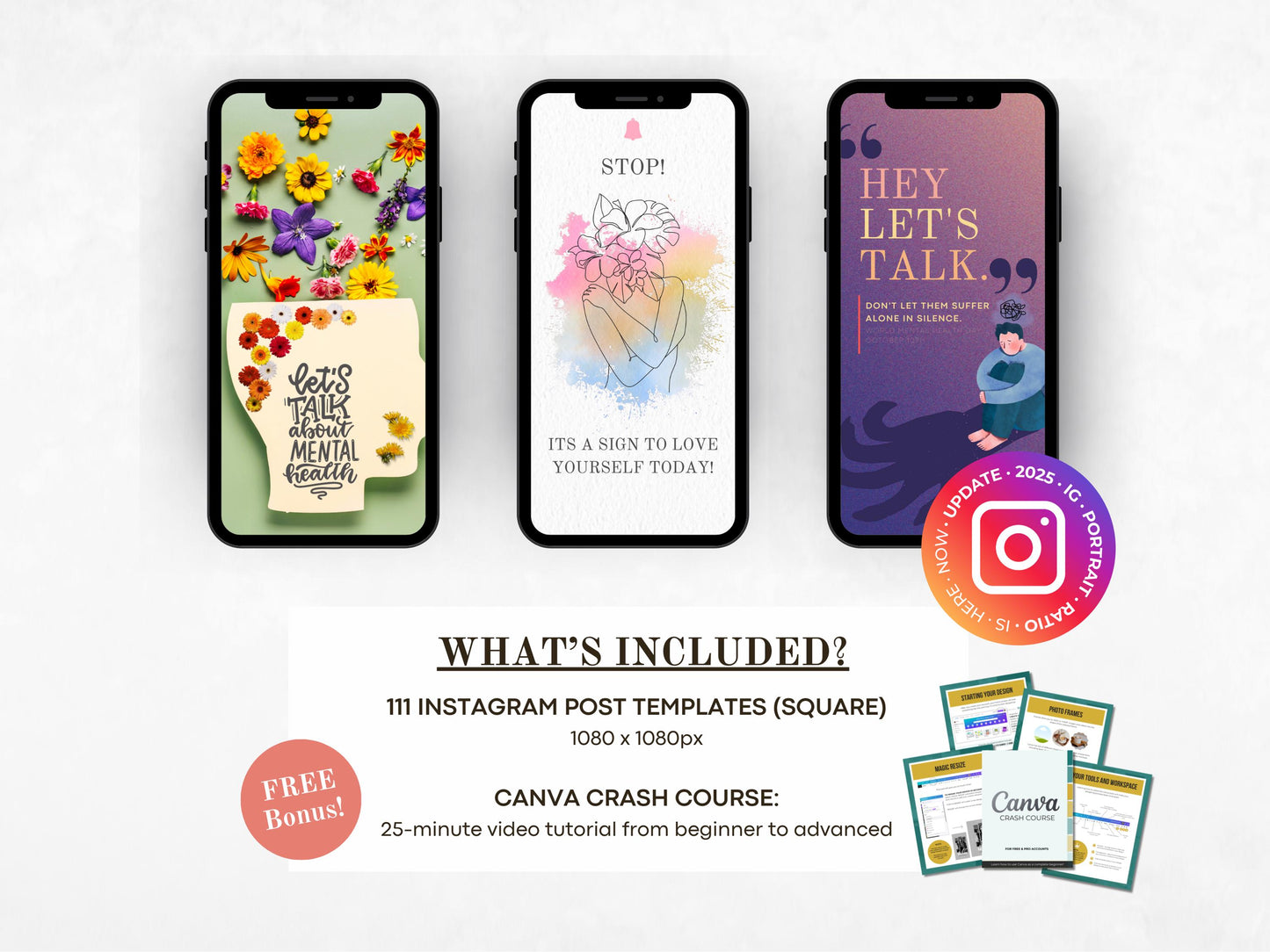 111 Mental Health Instagram Canva Templates -Psychotherapy -Wellness and Self Care Social Media Templates - Coaching Templates -Therapist IG