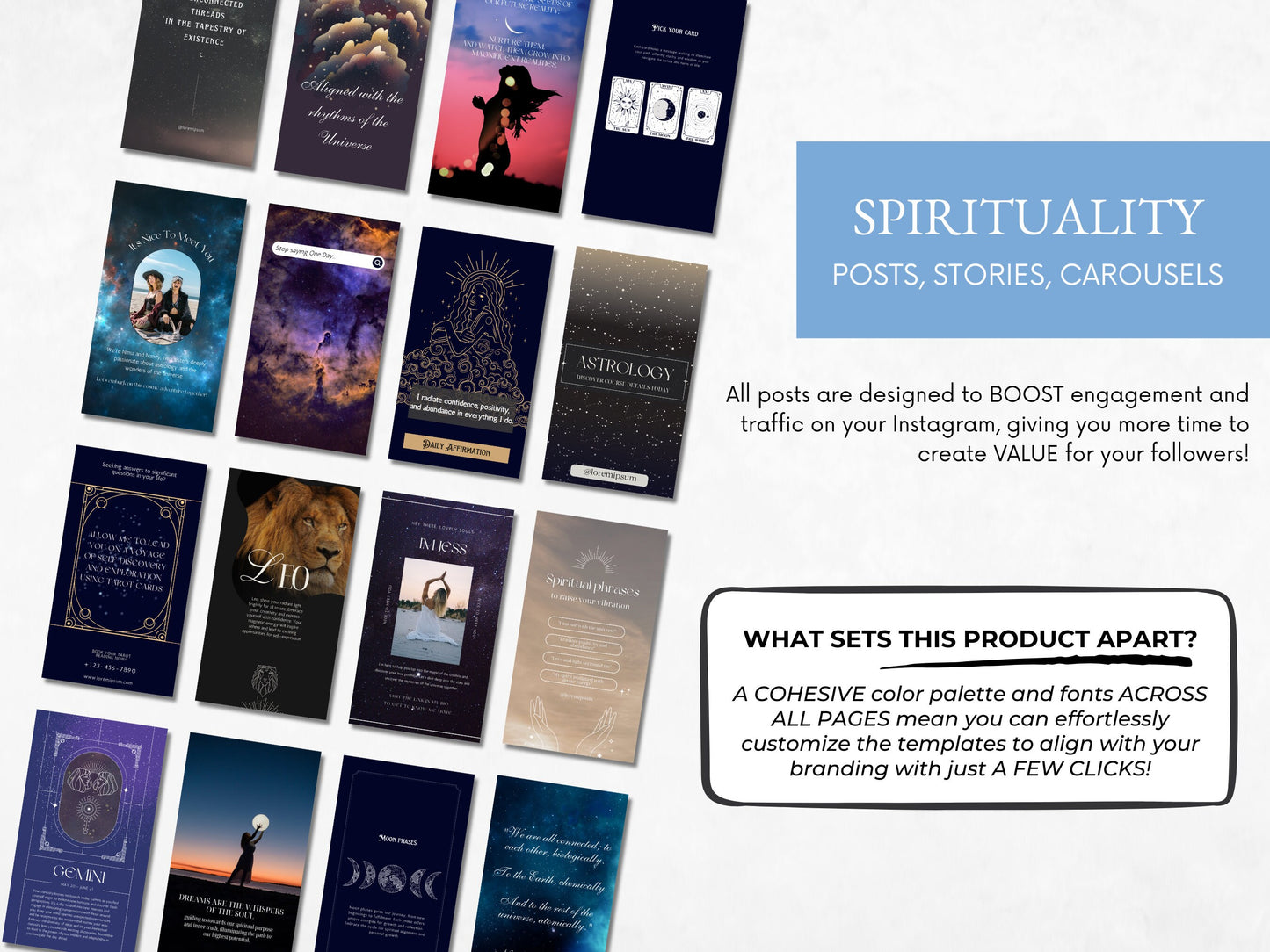 120 Spirituality Instagram Templates - Spiritual Coach Instagram - Astrology Editable Canva Templates Horoscope Instagram - Awakening Posts