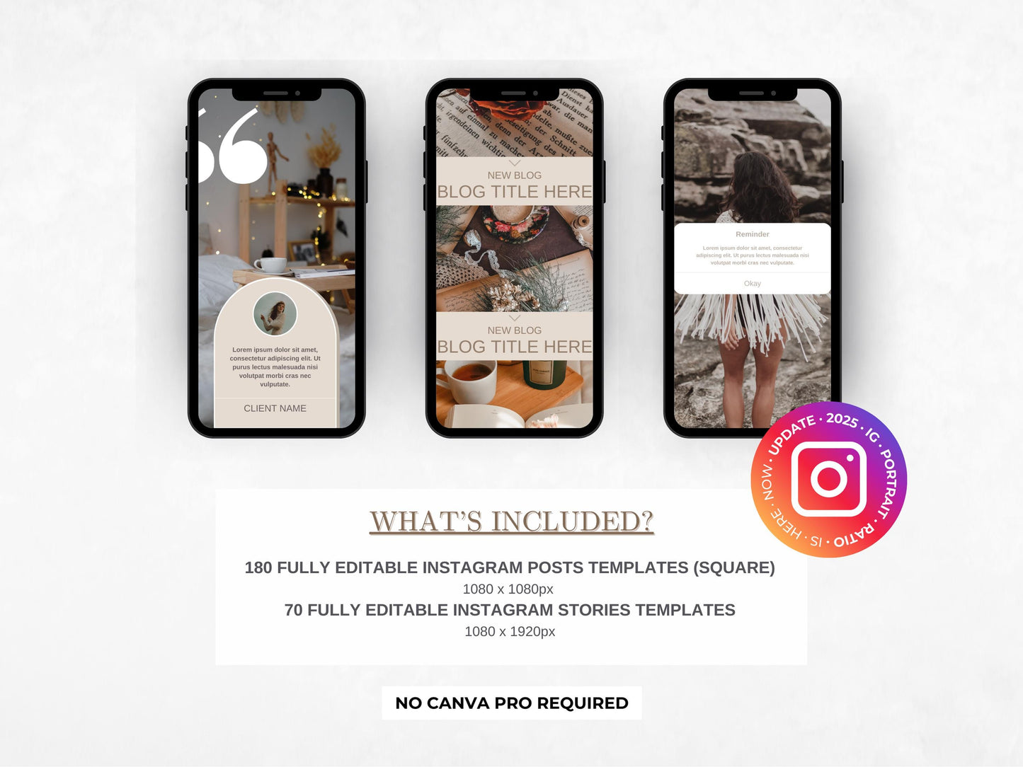 PLR MRR Premium Boho Instagram DFY Templates, Done for You Digital Resell Product Canva Editable Templates Private Label & Master Resell