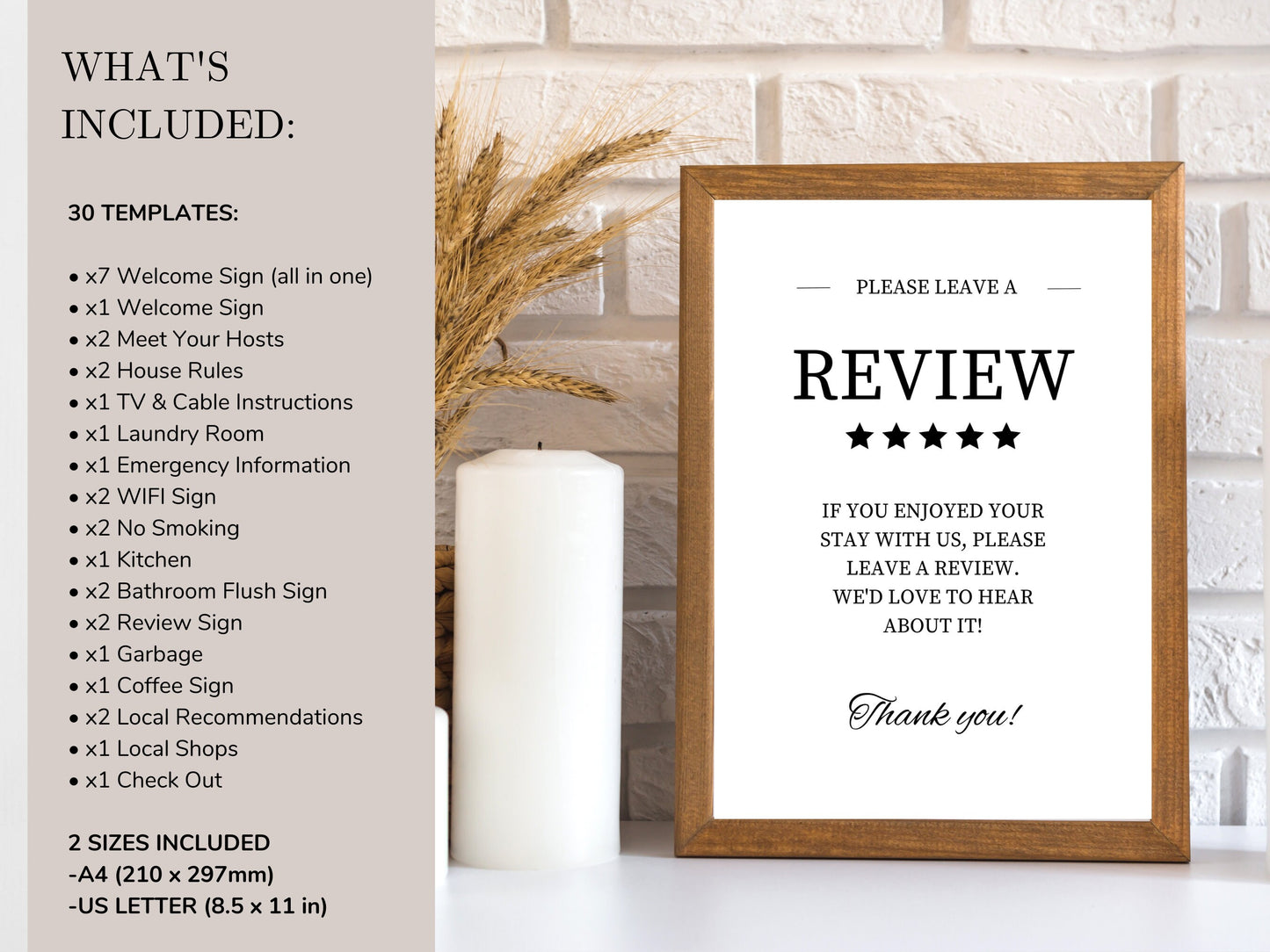PLR: Airbnb Welcome Sign Template Bundle – Rental Check-Out & House Rules Guide