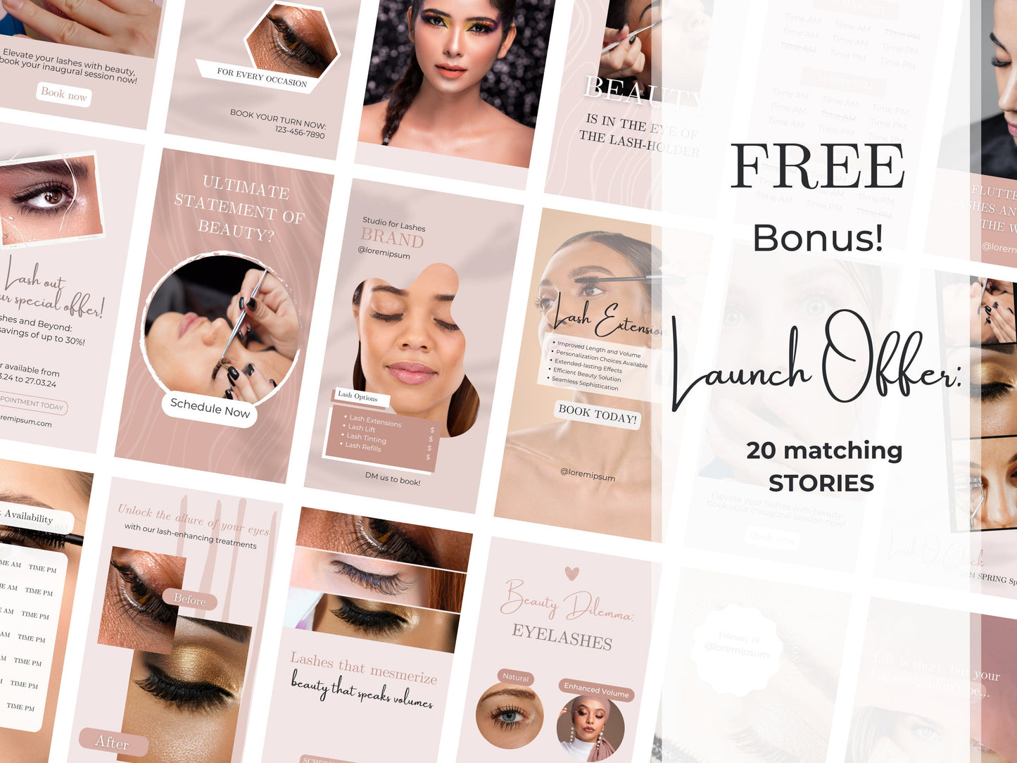PLR: 100 Lash Tech Instagram Canva Templates – Lash Artist, Lash Lift & Extensions Posts