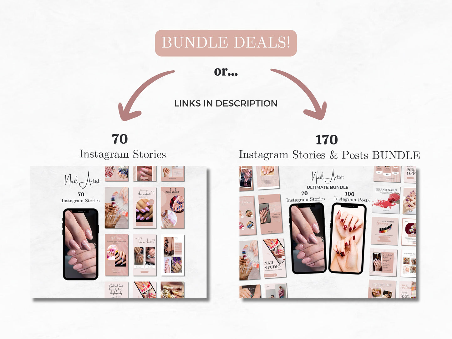 100 Nail Artist Instagram Canva Templates – Nail Art, Nail Tech & Manicure Templates for Beauty Salons