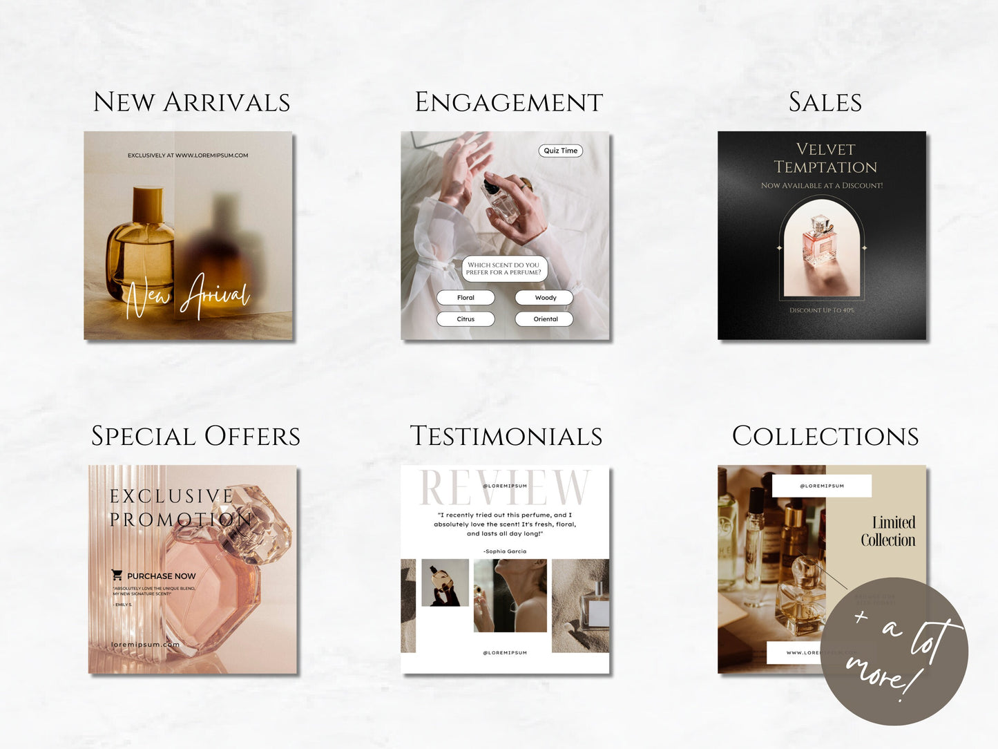 PLR: 70 Perfume Instagram Canva Templates – Social Media Posts & Stories for Online Perfume Businesses