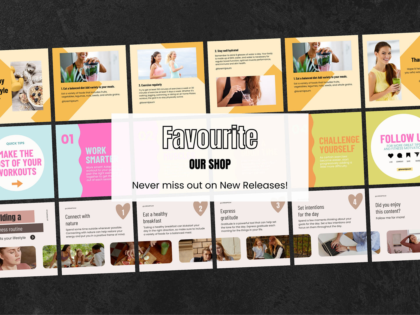 100 Fitness Instagram Carousel Posts Canva Templates – Fitness Instructor, Fitness Coach Business, Gym Instagram, Personal Trainer