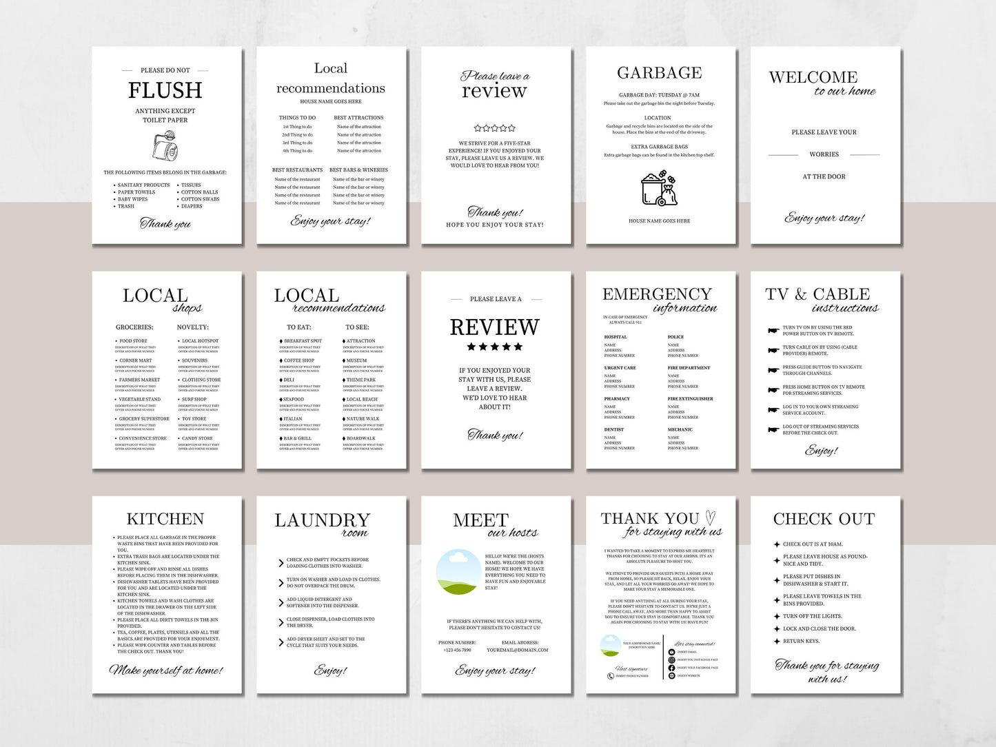PLR: Airbnb Welcome Sign Template Bundle – Rental Check-Out & House Rules Guide