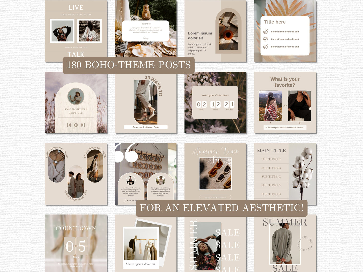 PLR MRR Premium Boho Instagram DFY Templates, Done for You Digital Resell Product Canva Editable Templates Private Label & Master Resell