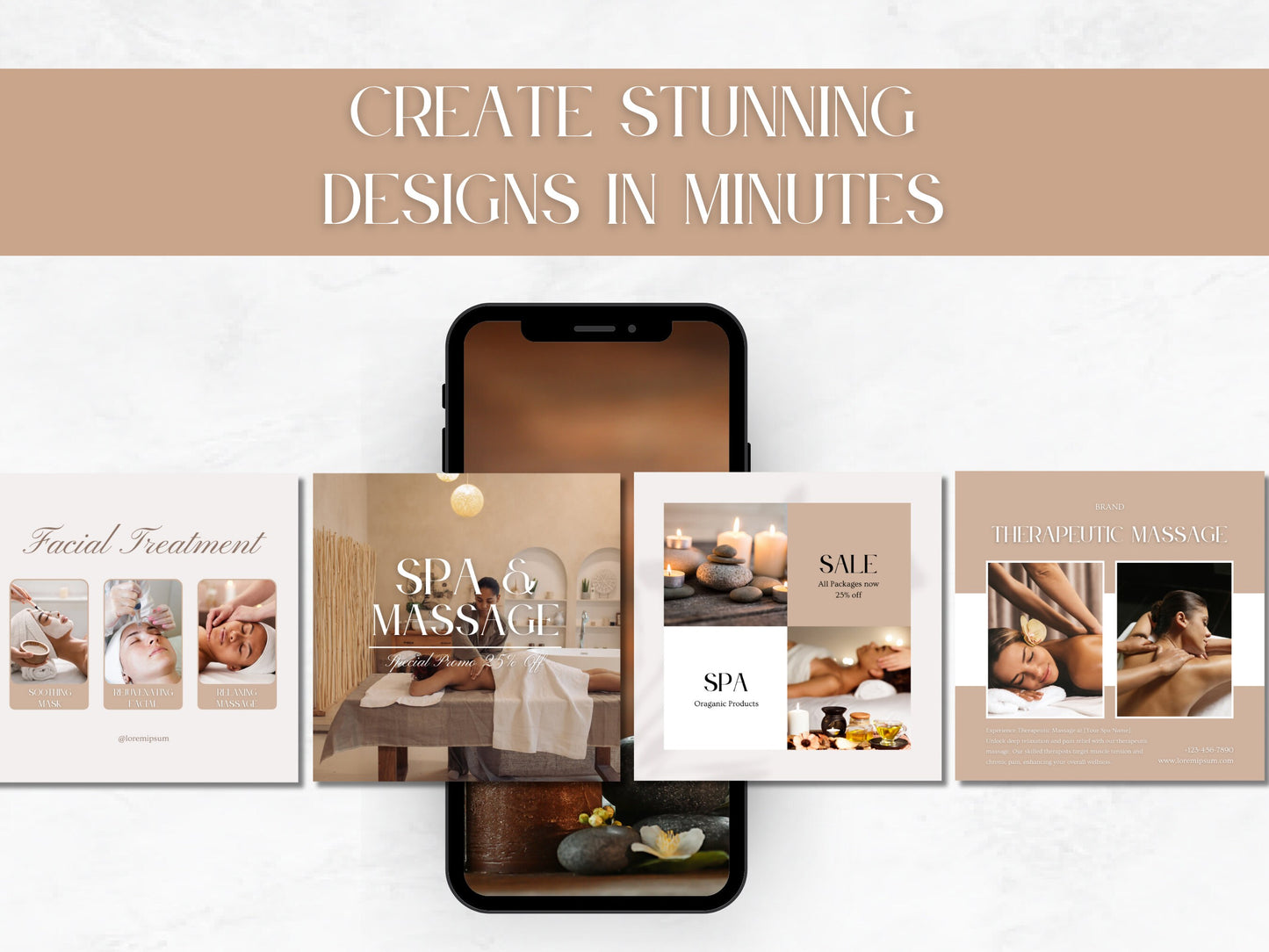 100 Massage & Spa Instagram Posts - Massage Therapist Templates - Spa Canva Templates - Therapist Instagram Posts - Massage Therapy Posts