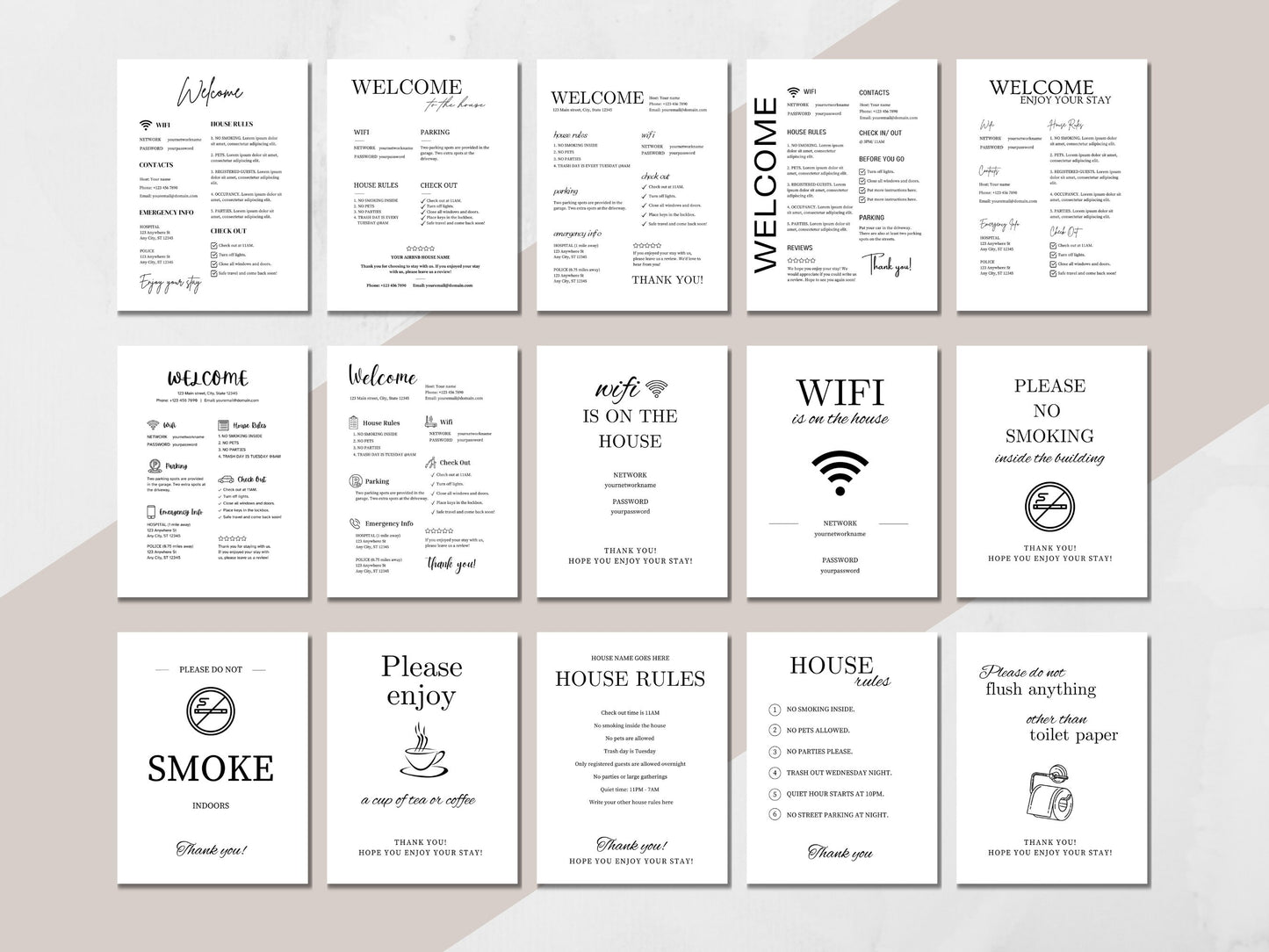 PLR: Airbnb Welcome Sign Template Bundle – Rental Check-Out & House Rules Guide