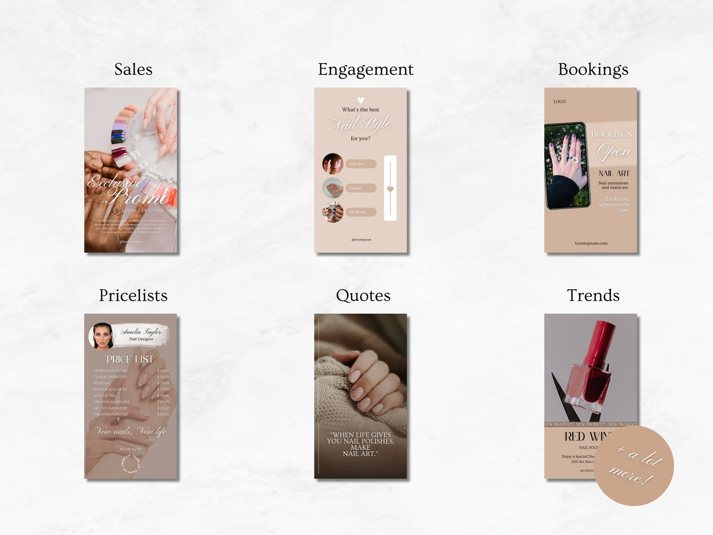 PLR: 70 Nail Salon Instagram Stories – Manicure & Nail Art Canva Templates for Nail Techs