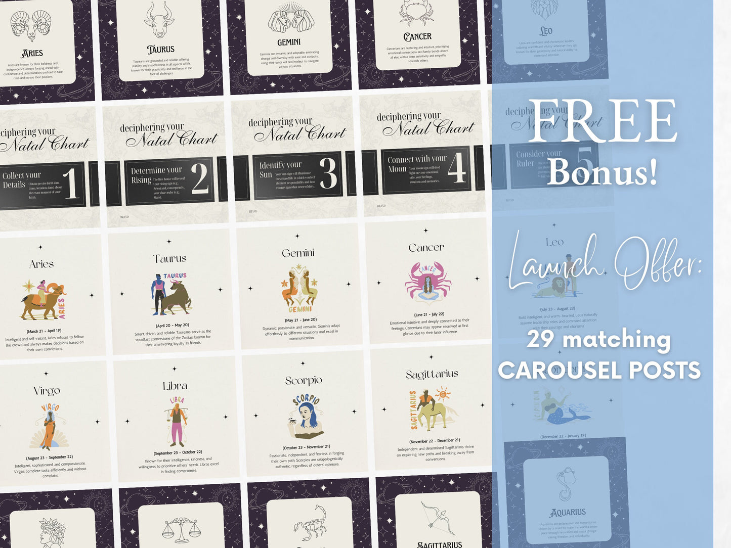 PLR 120 Spirituality Instagram Templates - Private Label Rights Templates for Spiritual Coach Instagram - Horoscope Astrology Canva Editable