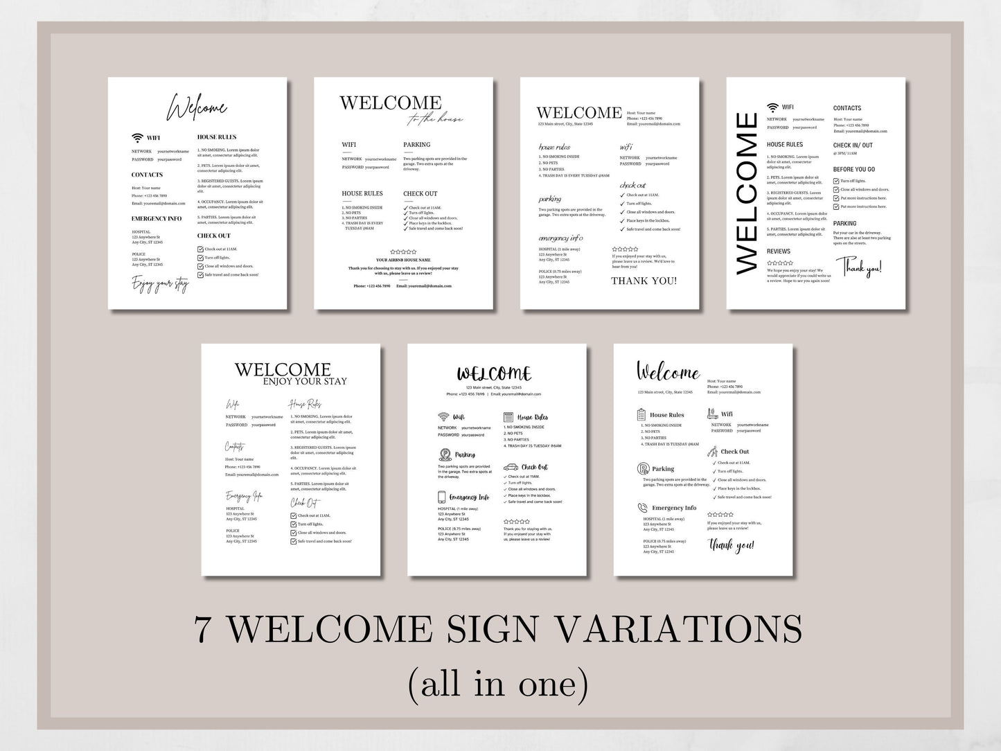 PLR: Airbnb Welcome Sign Template Bundle – Rental Check-Out & House Rules Guide