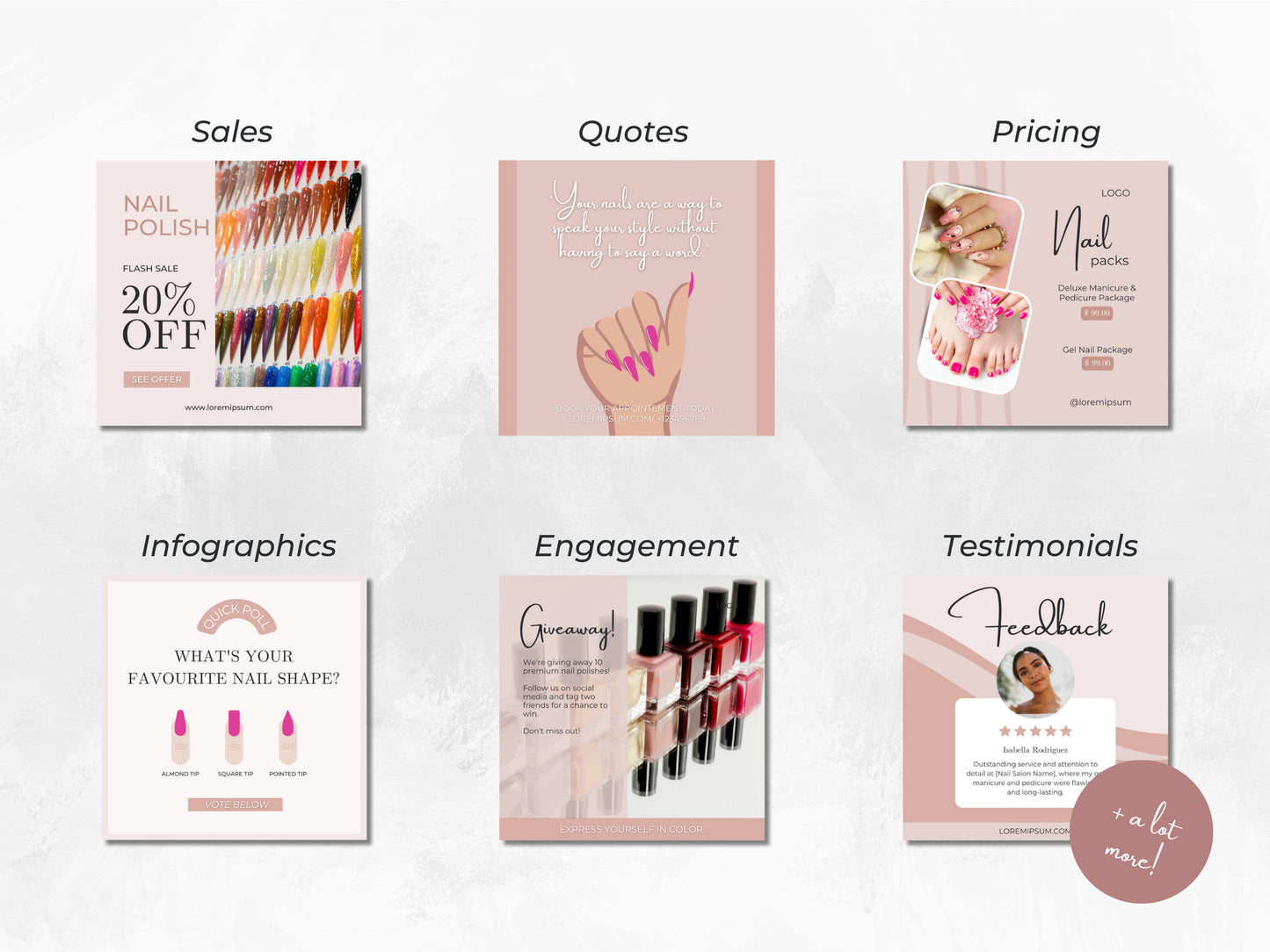 100 Nail Artist Instagram Canva Templates – Nail Art, Nail Tech & Manicure Templates for Beauty Salons