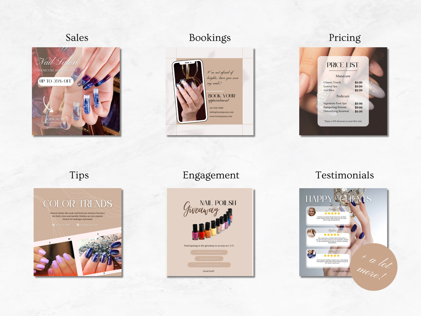 100 Nail Salon Instagram Canva Templates – Nail Art, Tech & Branding for Pink Nail Salons