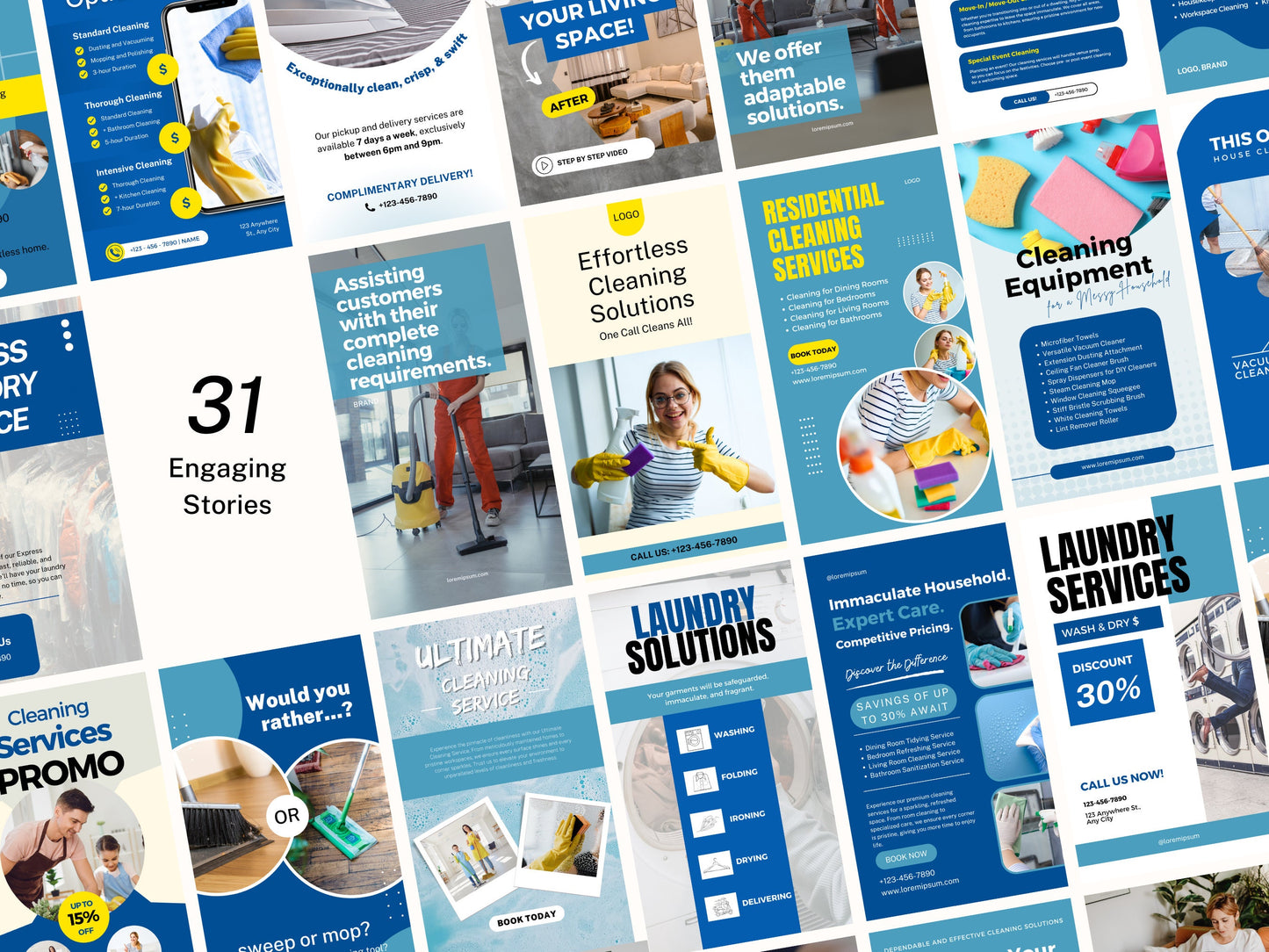 60+ Cleaning Business Instagram Canva Templates – Editable Posts for Cleaners, Maid Services & Laundry Businesses