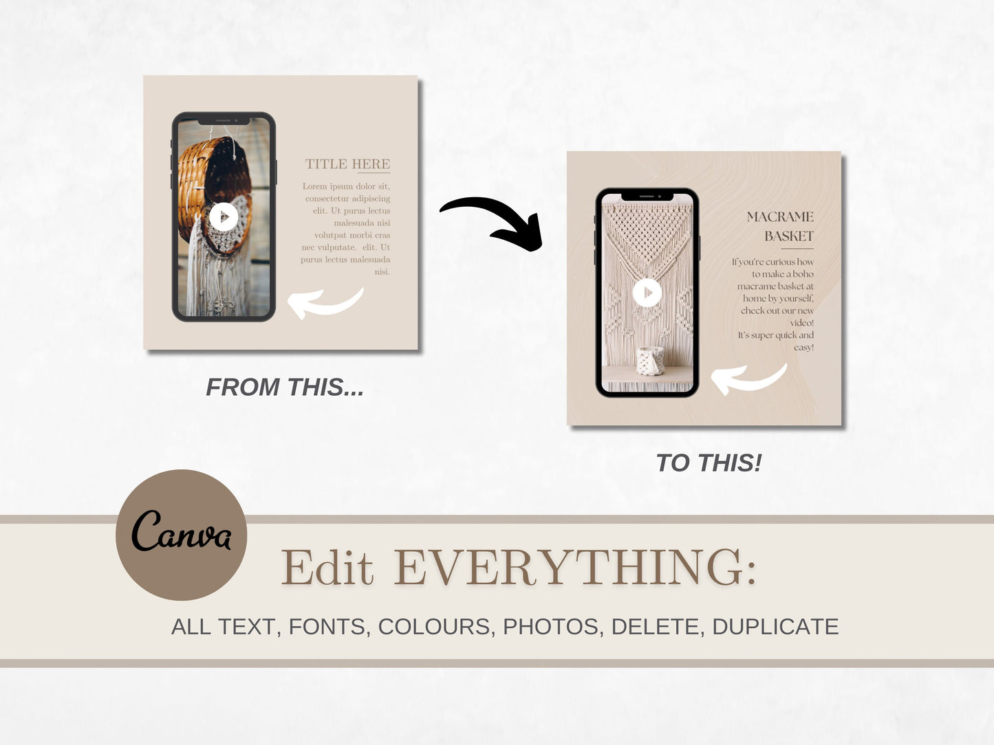 PLR MRR Premium Boho Instagram DFY Templates, Done for You Digital Resell Product Canva Editable Templates Private Label & Master Resell