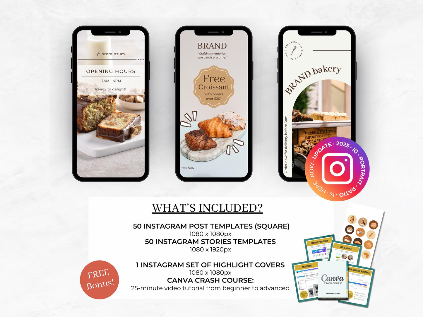 100 Bakery Instagram Canva Templates – Cake Decorator, Café & Bake Shop Marketing Kit