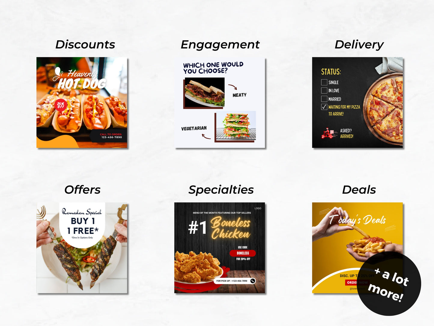 130 Instagram Post Canva Templates For Fast Food Restaurant -Editable Restaurant Instagram -Pizza, Hot Dog, Chicken Instagram-Food Instagram