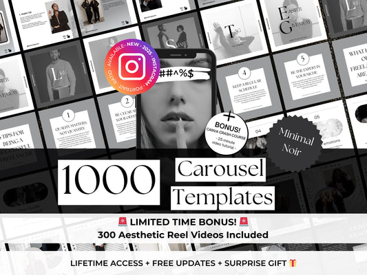1000 Minimalist & Modern Instagram Carousel Templates -Elegant Carousel Posts -Elegant Lead Magnet Marketing-Modern Coaching Canva Templates