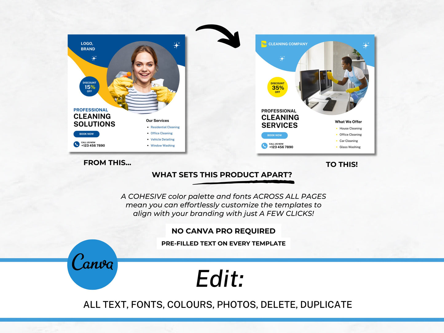 60+ Cleaning Business Instagram Canva Templates – Editable Posts for Cleaners, Maid Services & Laundry Businesses