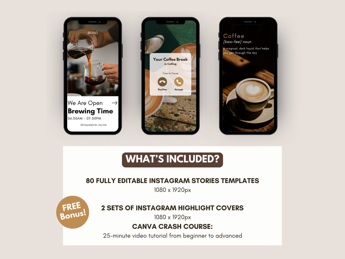 80 Coffee Shop Instagram Stories Templates – Cafe Social Media Marketing Canva Templates for Coffee Business