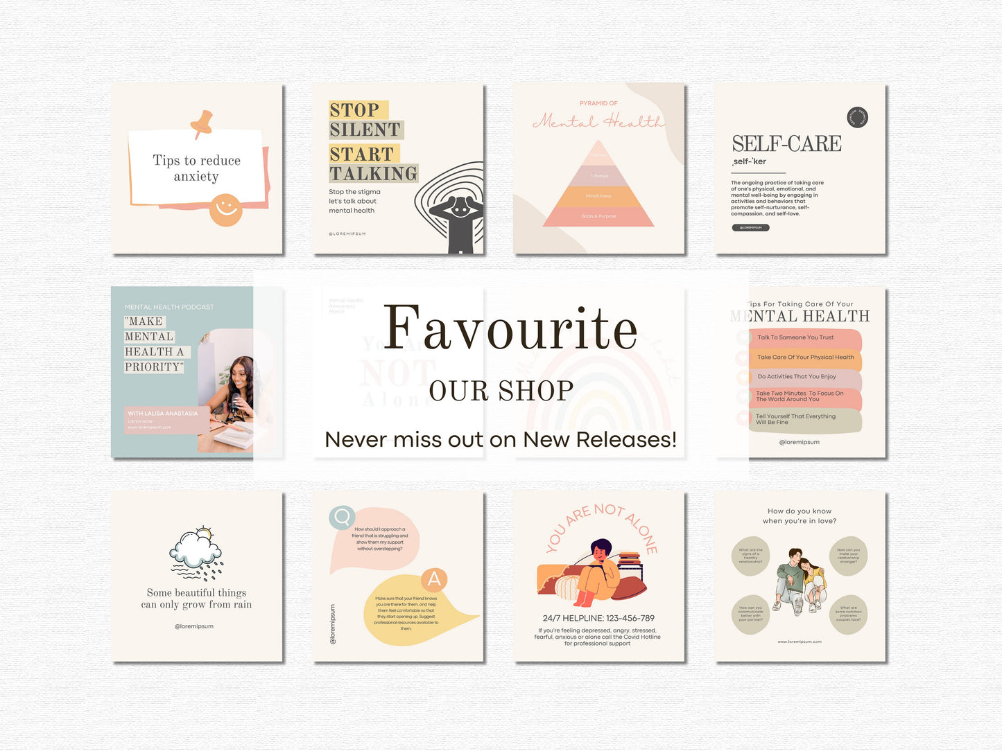 111 Mental Health Instagram Canva Templates -Psychotherapy -Wellness and Self Care Social Media Templates - Coaching Templates -Therapist IG