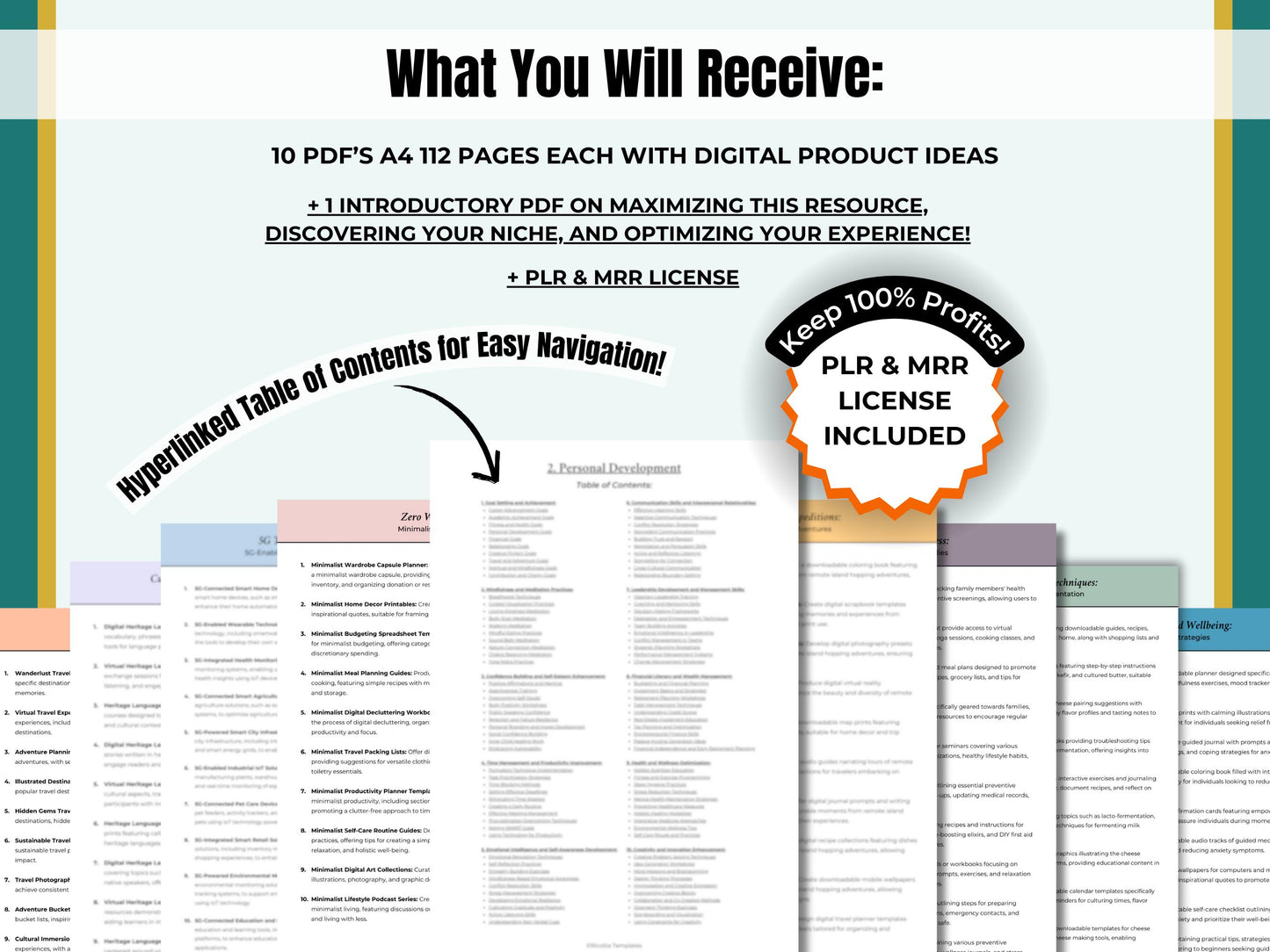PLR MRR 10,000 Digital Product Ideas for Passive Income eBook - Done for You Digital Products Resell Rights Digital Marketing Resell Vault