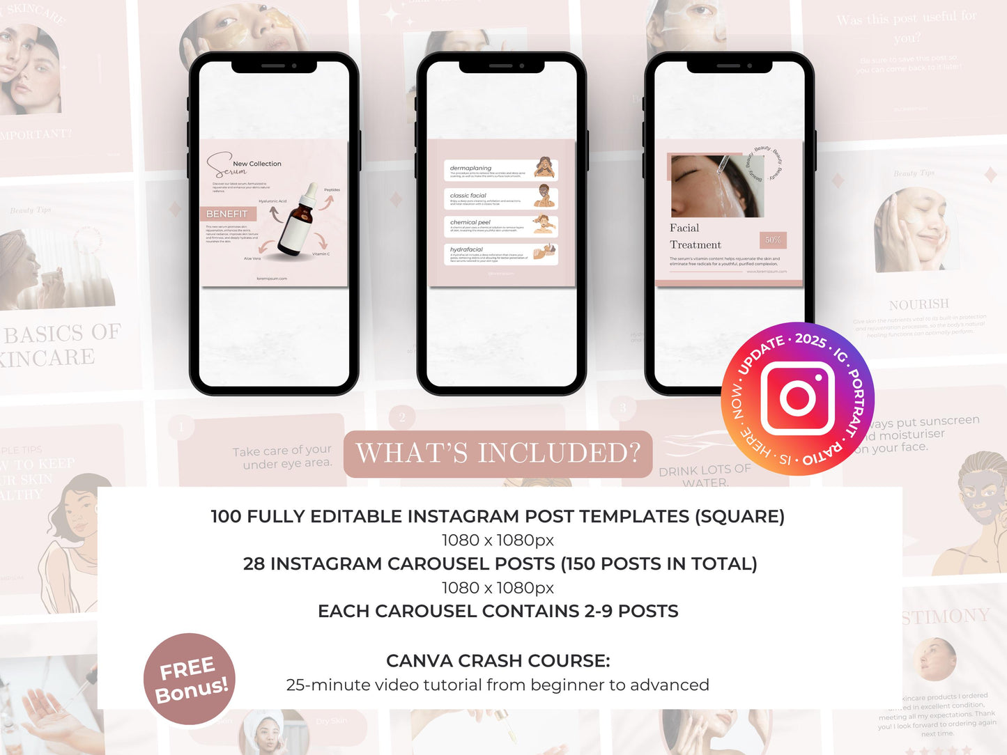 250 Skincare Instagram Canva Templates – Posts, Carousels & Marketing for Luxury Salons & Estheticians