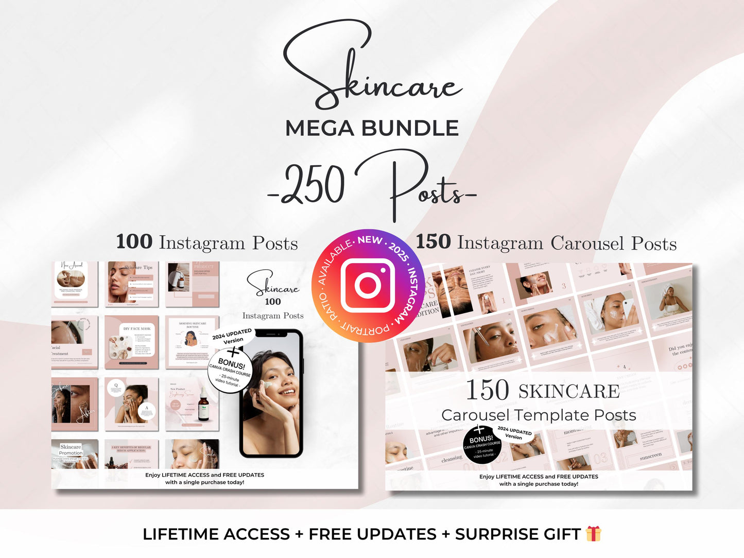 250 Skincare Instagram Canva Templates – Posts, Carousels & Marketing for Luxury Salons & Estheticians