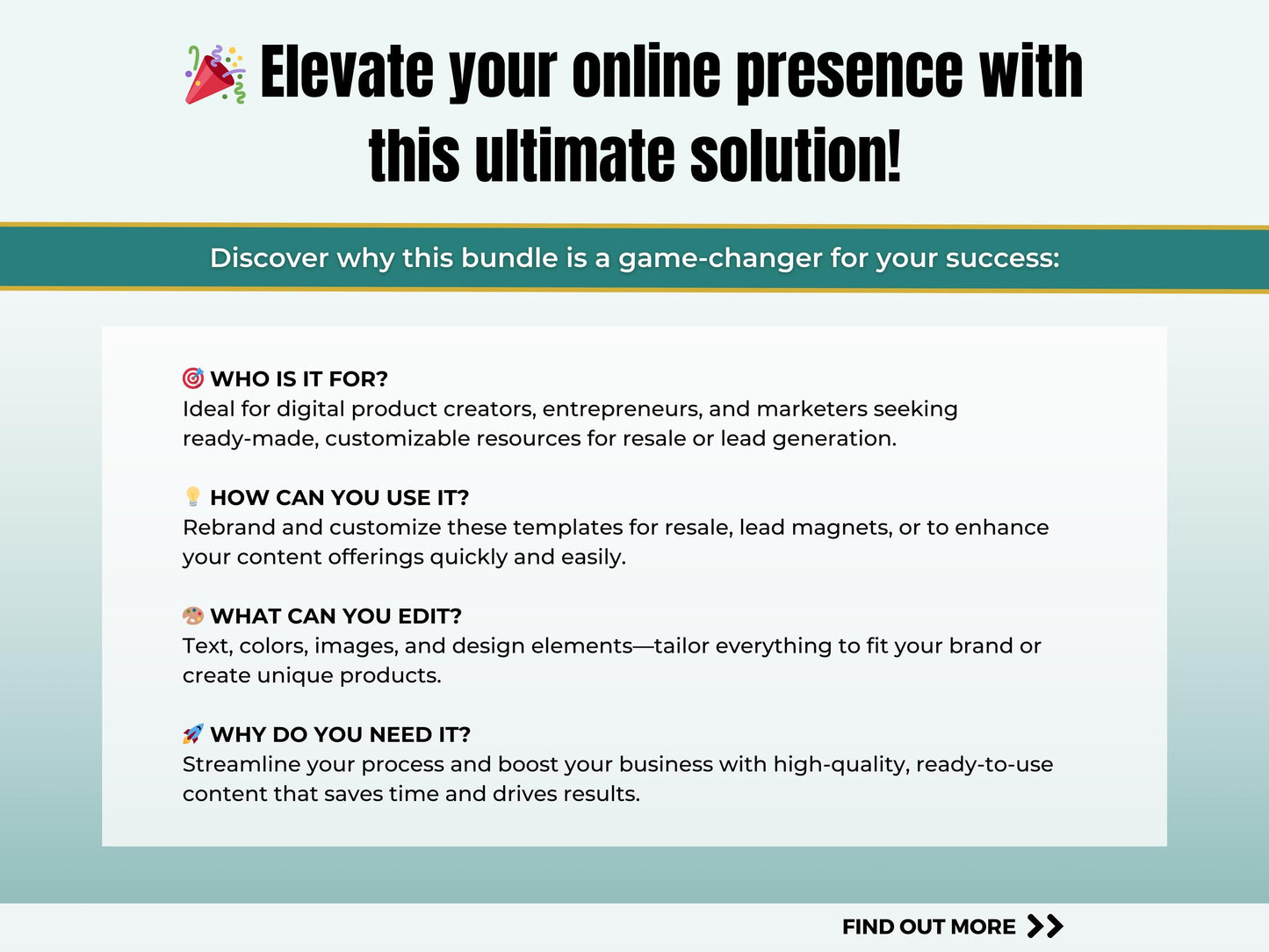 ENTIRE SECTION BUNDLE: Plr, Mrr, Dfy Section - Done for You Canva Editable Templates Private Label, Master Resell Rights, Dfy Products
