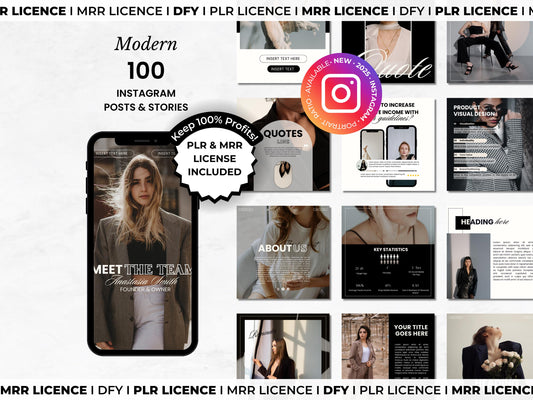 PLR MRR Aesthetic Marketing Resell Vault – DFY Modern Instagram Canva Templates & Digital Products