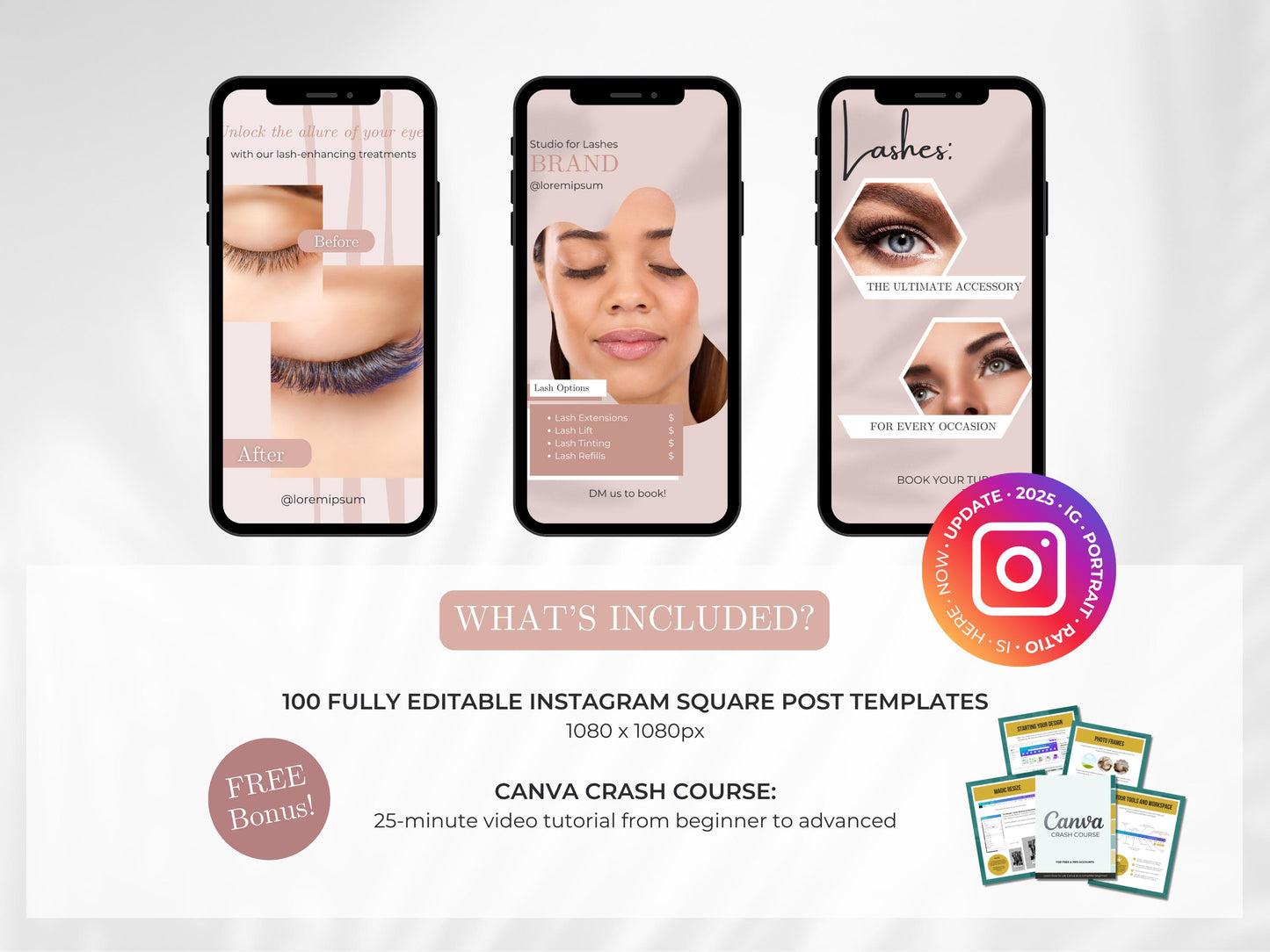 100 Lash Tech Instagram Canva Templates – Lash Artist, Lash Lift & Extensions Templates