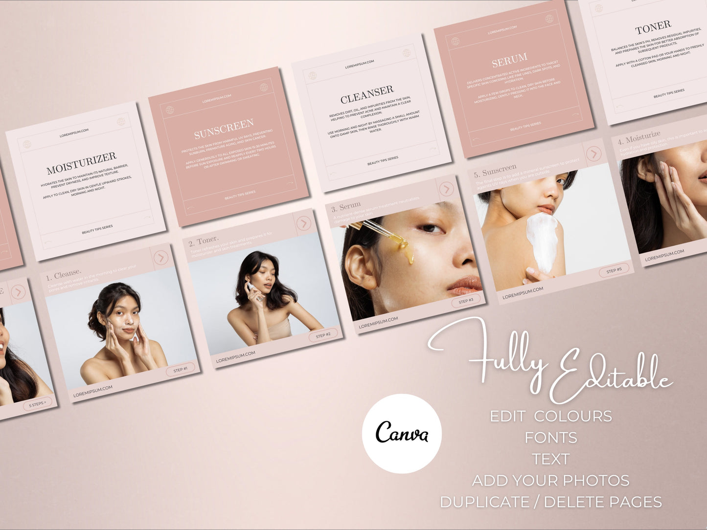 250 Skincare Instagram Canva Templates – Posts, Carousels & Marketing for Luxury Salons & Estheticians