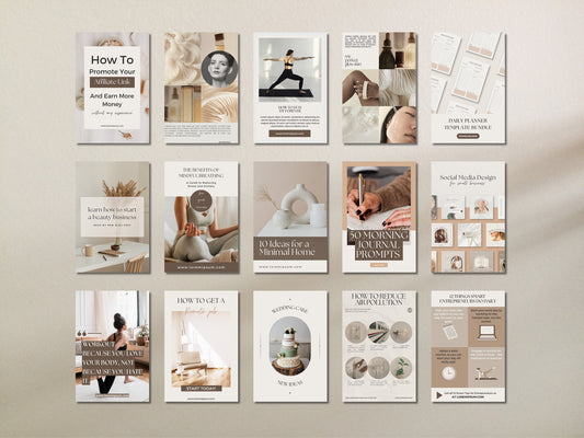 100 Beige Pinterest Templates – Neutral Canva Pin Designs for Modern, Minimalist Brands