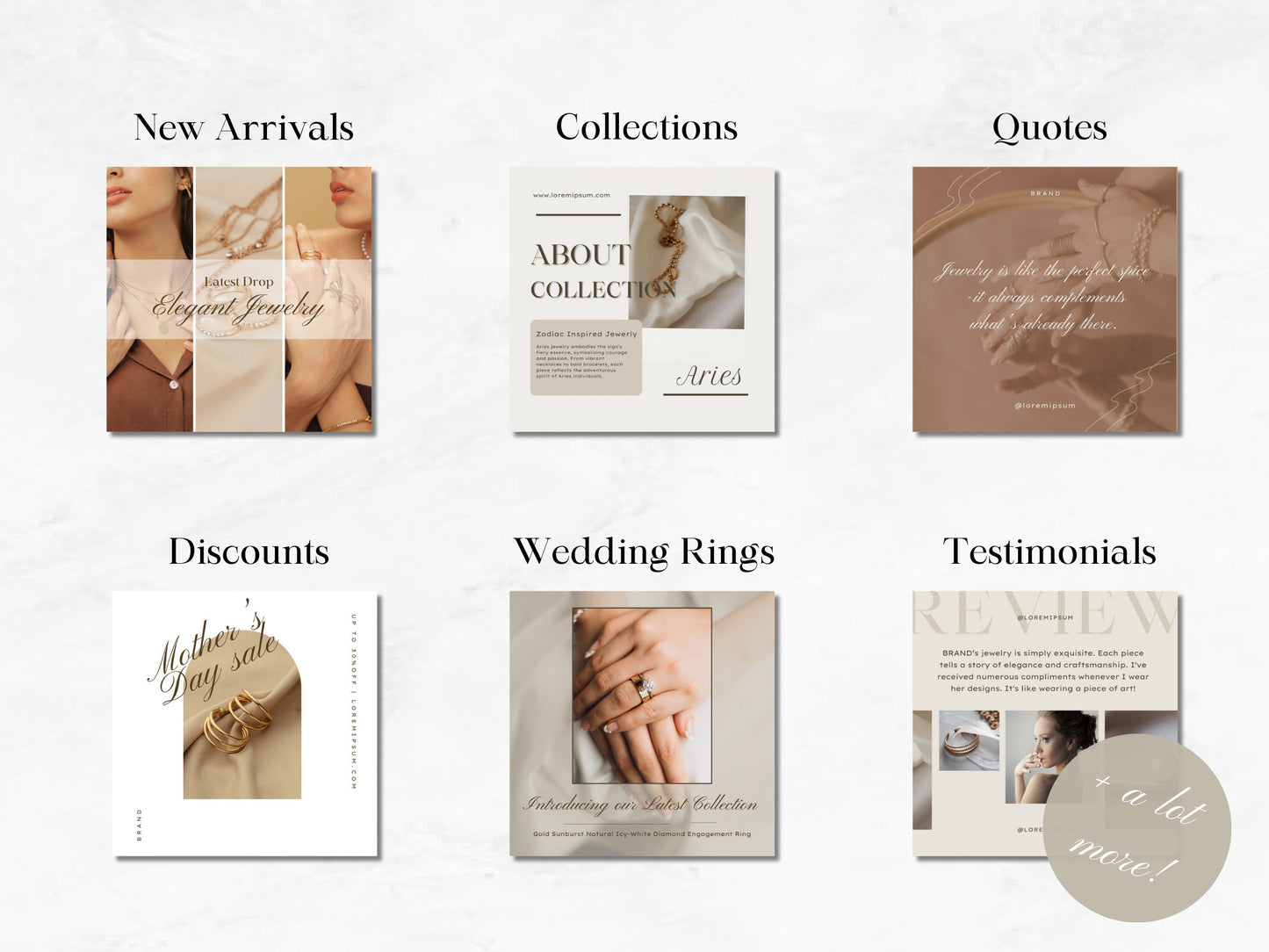 PLR: 120 Jewelry Instagram Canva Templates - Jewellery Social Media Branding - Necklace Earring Bracelet Templates -Aesthetic Fashion