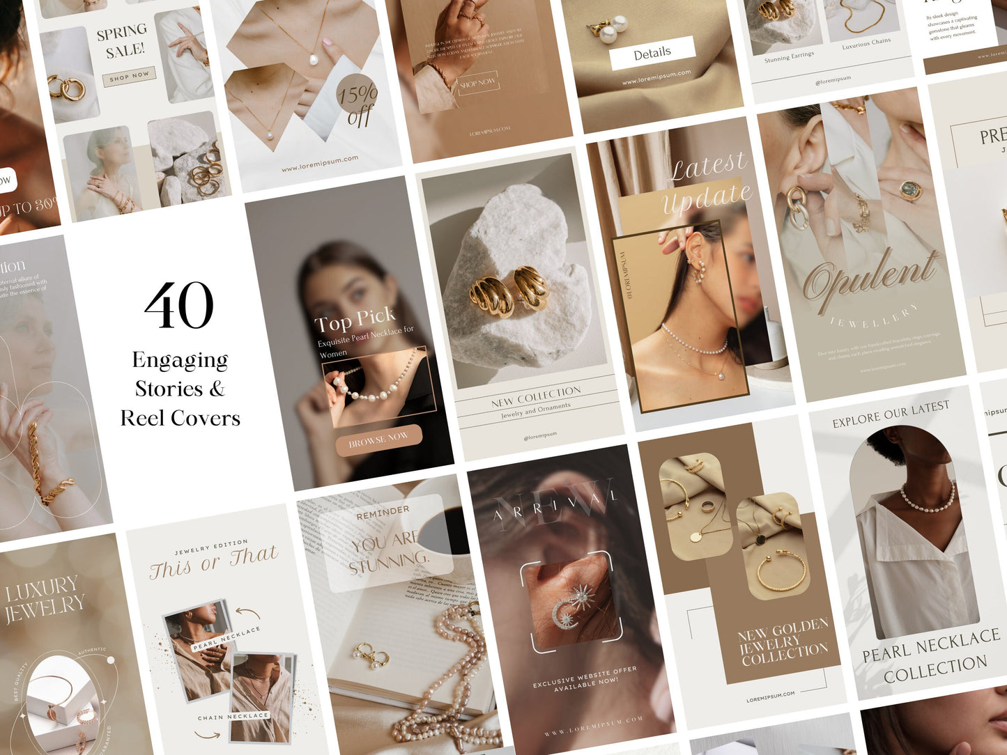 PLR: 120 Jewelry Instagram Canva Templates - Jewellery Social Media Branding - Necklace Earring Bracelet Templates -Aesthetic Fashion