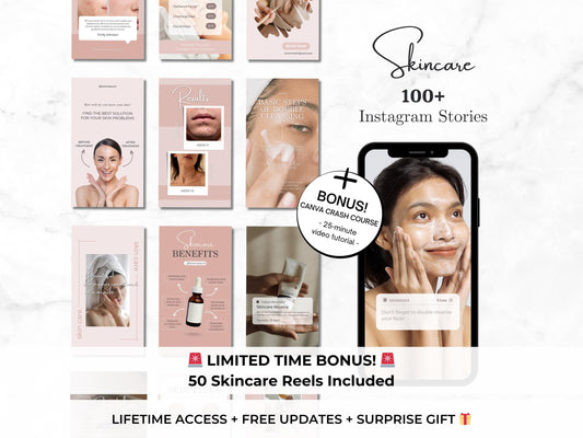 100+ Skincare Instagram Stories Canva Templates – Esthetician, Skincare Products, Beauty Salon Branding