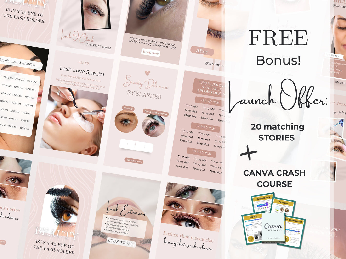 100 Lash Tech Instagram Canva Templates – Lash Artist, Lash Lift & Extensions Templates
